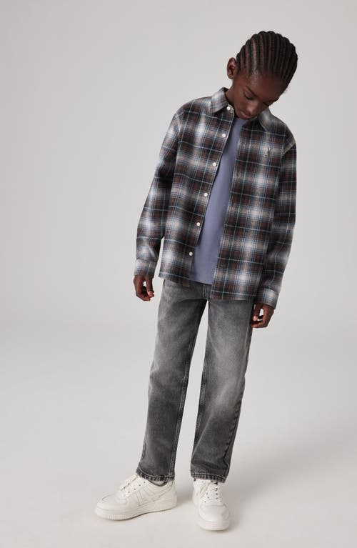 Shop Smallsaints By Allsaints Kids' Plaid Long Sleeve Cotton Flannel Button-up Shirt In Black