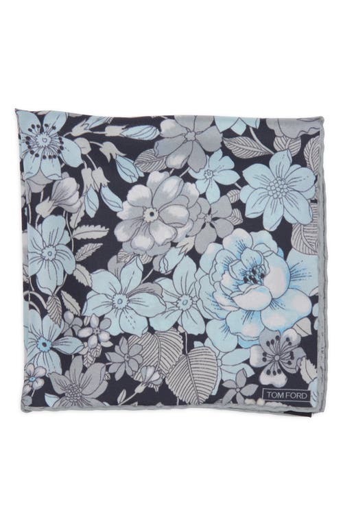 TOM FORD Floral Print Mulberry Silk Pocket Square in Combo Grey at Nordstrom