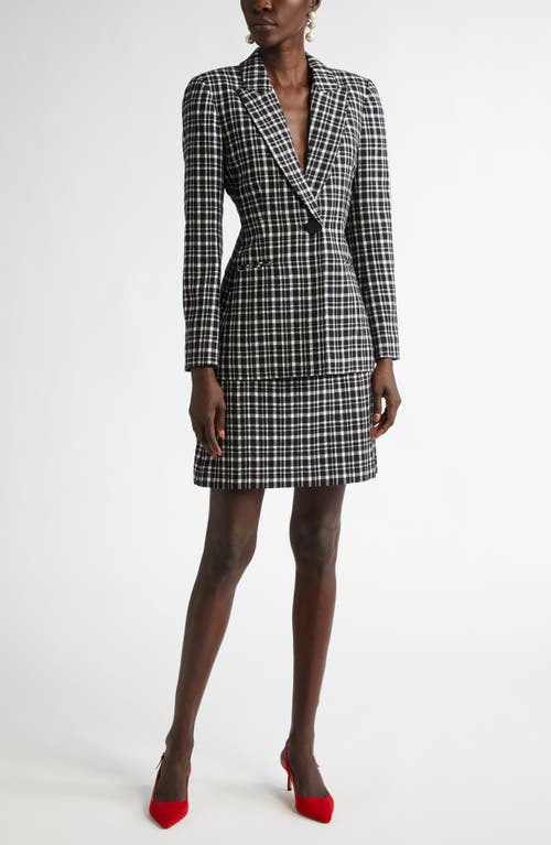 Shop Carolina Herrera Plaid Wool Blend Blazer In Black/white