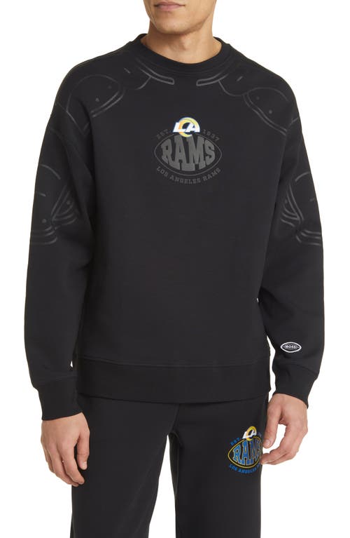 BOSS x NFL Blitz Crewneck Sweatshirt Los Angeles Rams Black at Nordstrom,