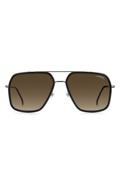 Carrera Eyewear 59mm Gradient Rectangle Aviator Sunglasses in Black /Brown Gradient