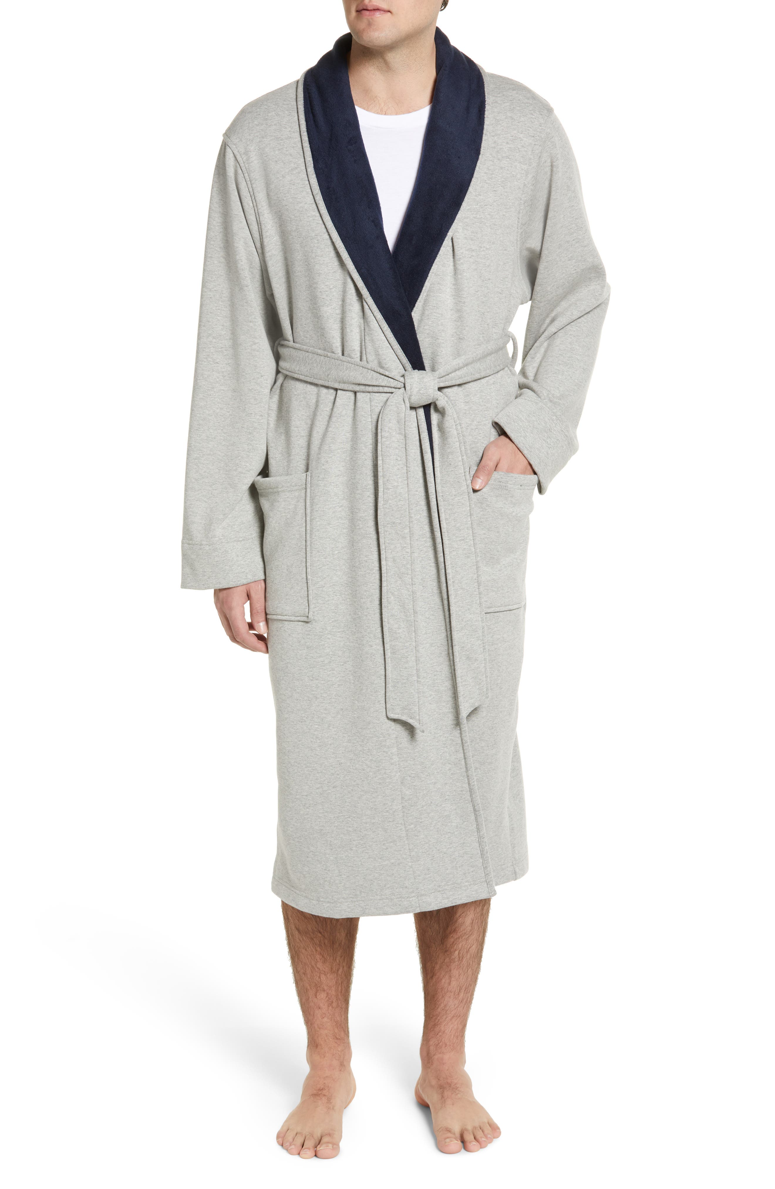 Mens Soft Essential Robe in Grey Heather at Nordstrom Men Clothing Loungewear Bathrobes 