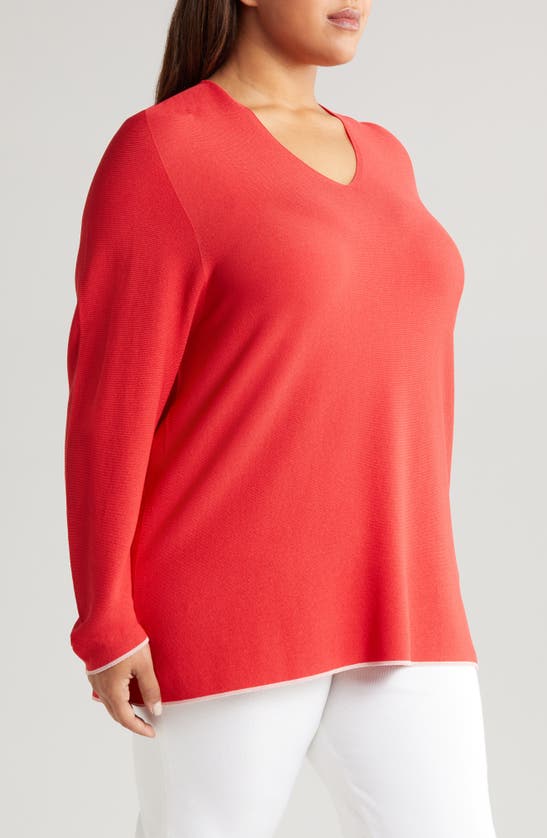 Shop Marina Rinaldi Ombra V-neck Sweater In Red