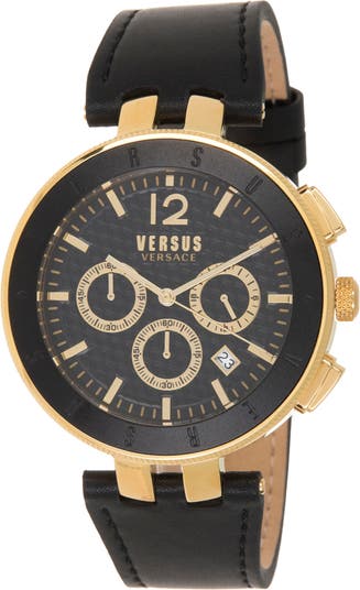 VERSUS Versace Logo Chrono Leather Strap Watch, 44mm | Nordstromrack