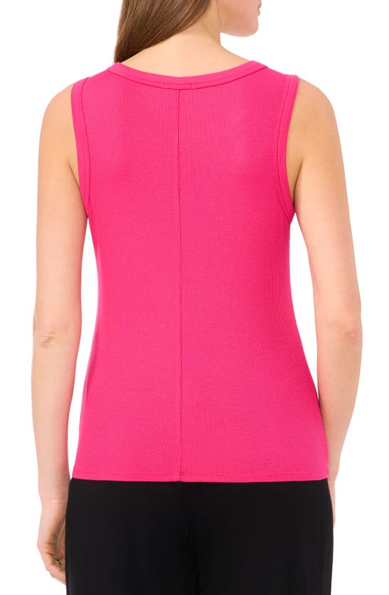 Halogen Fitted Ribbed Tank Top In Pink Peacock