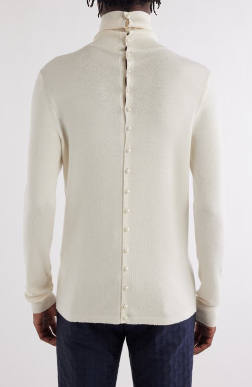 Givenchy Button Back Wool & Silk Turtleneck Sweater In Natural