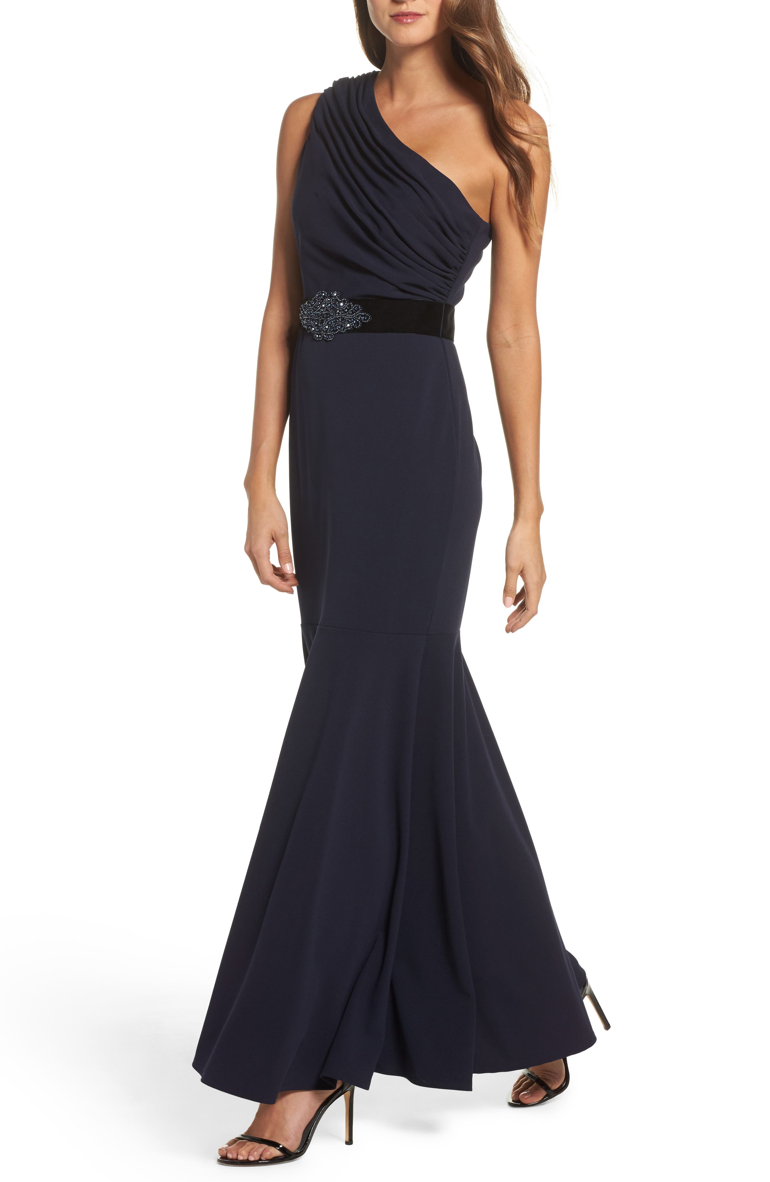 Eliza J OneShoulder Scuba Crepe Mermaid Gown Nordstrom