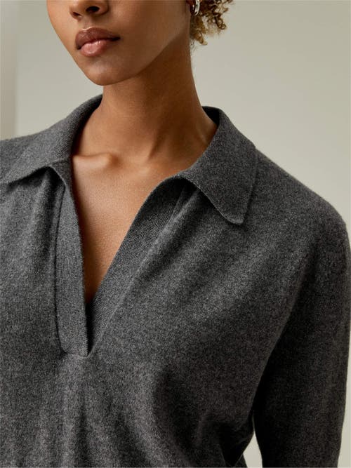 Lilysilk Cashmere Polo Sweater In Medium Gray