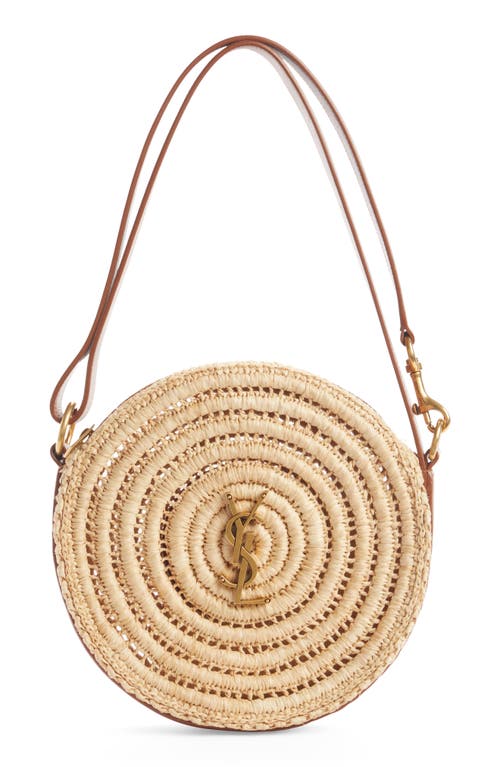 Saint Laurent Raffia Camera Bag in Golden Ecru/Brick