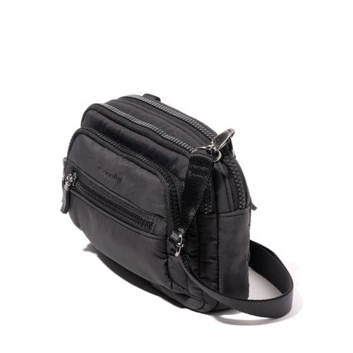Baggallini Triple Zip Bagg Small Crossbody Bag In Black Puff