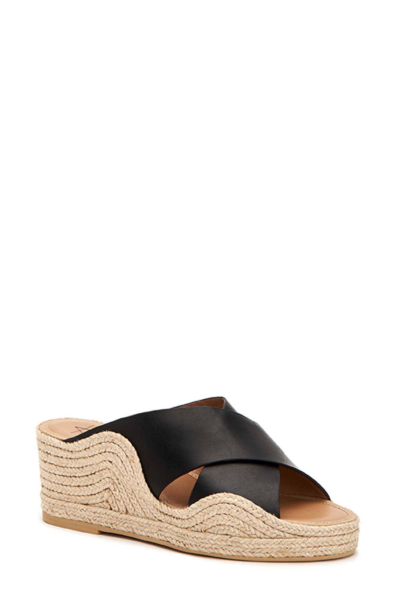Aquatalia Marina Espadrille Wedge Sandal In Black Leather | ModeSens