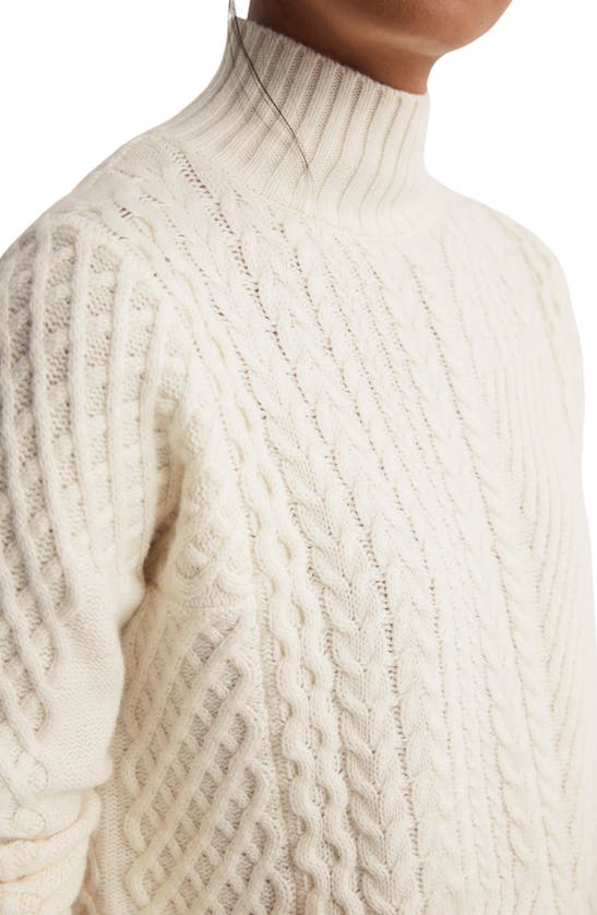 Reiss Martha Cable Stitch Wool Blend Mock Neck Sweater In Cream