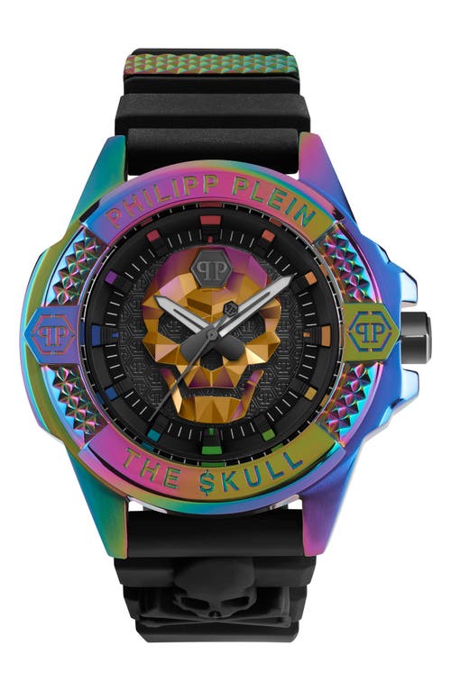 PHILIPP PLEIN The Skull Silicone Strap Watch, 44mm in Ip Rainbow at Nordstrom