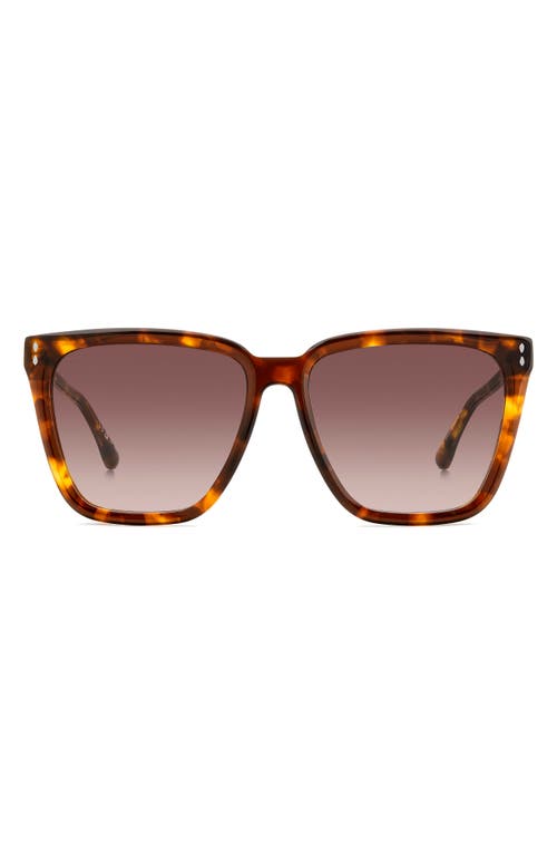 58mm Cat Eye Sunglasses in Brown Havana/Brown Gradient