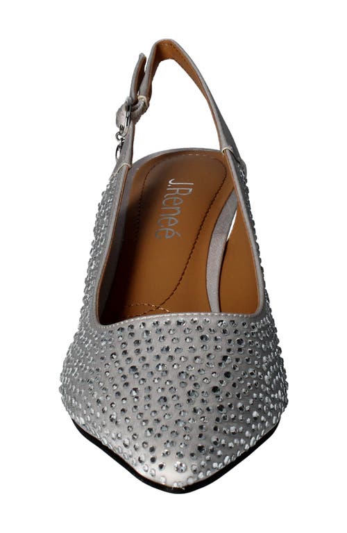 Shop J. Reneé Ferryanne Pointed Toe Slingback Pump In Steel Gray Satin/rhinestones