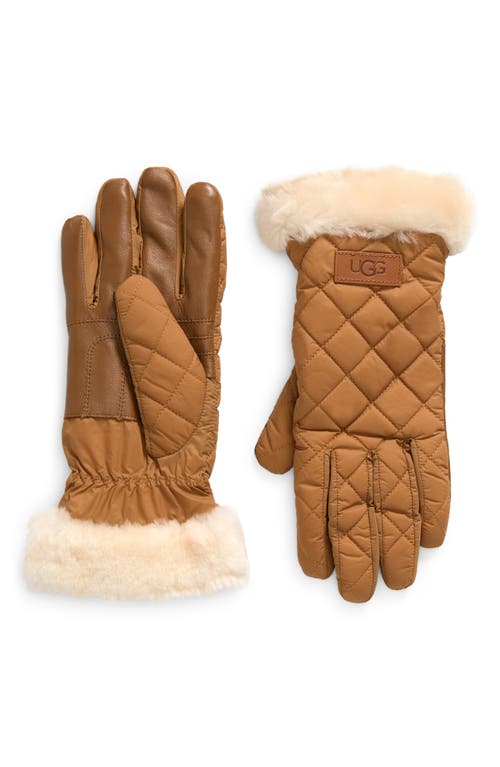 UGG(R) UGG(R) FAUX FUR TRIM QUILTED GLOVES