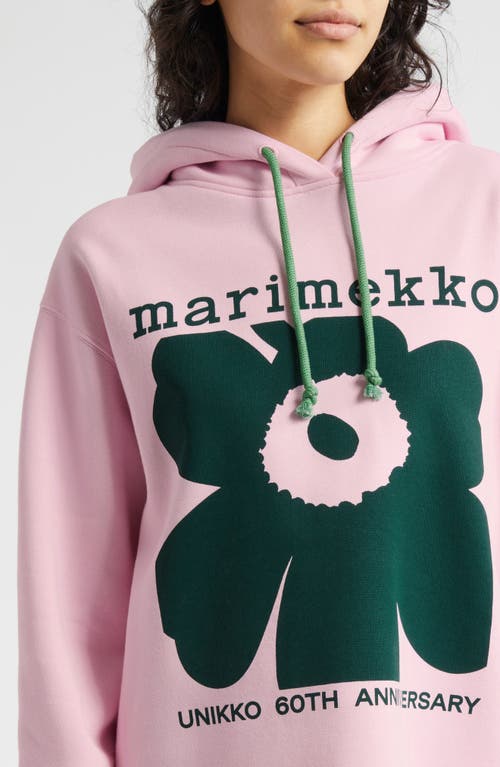 Shop Marimekko Luuppi Unikko Oversize Graphic Hoodie In Light Pink Dark Green