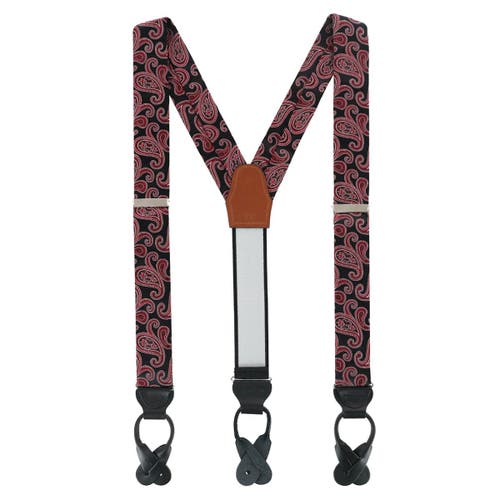 Shop Trafalgar Willard's Wavy Paisley Silk Button End Private Collection Suspenders In Black