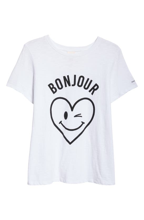 Shop Cinq À Sept Bonjour Smiling Heart Graphic T-shirt In White/ Black
