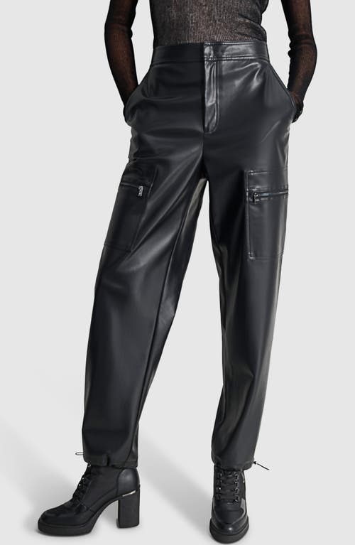 Shop Dkny Faux Leather Cargo Pants In Black