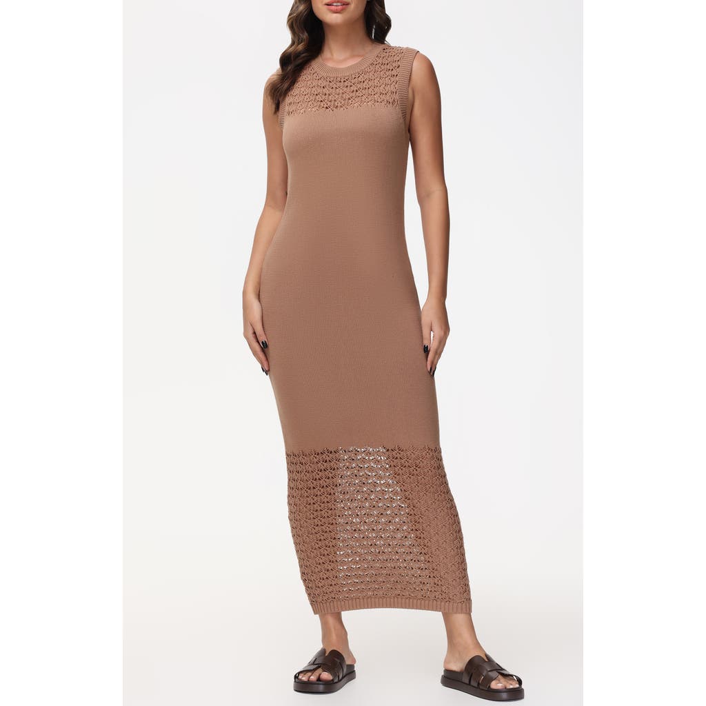525 Tori Sleeveless Knit Cotton Midi Dress In Cinnamon