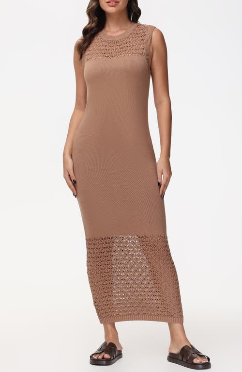 Tori Sleeveless Knit Cotton Midi Dress in Cinnamon