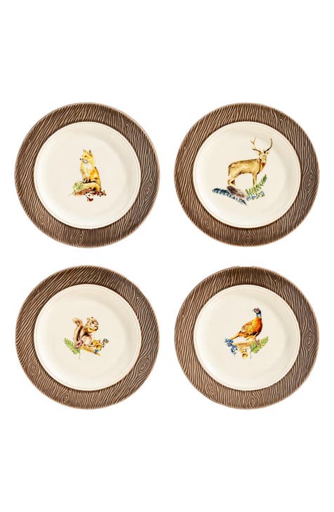 Forest Walk Set of 4 Animal Cocktail Plates