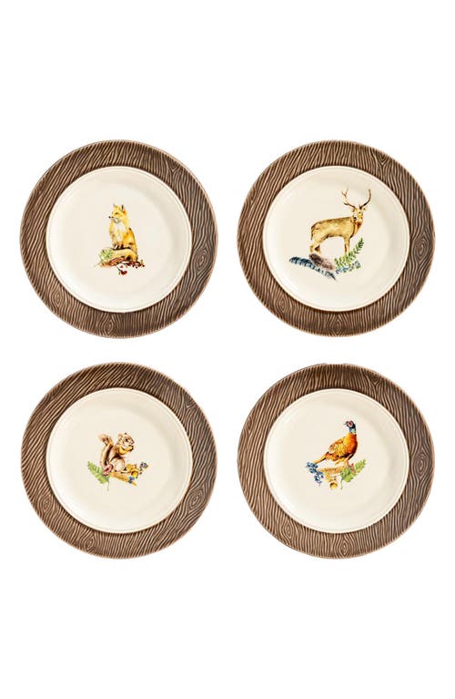 Juliska Forest Walk Four-piece Cocktail Plate Set In Walnut/cafe Au Lait