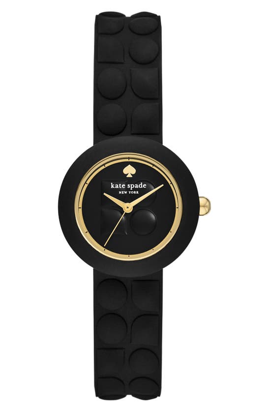 Shop Kate Spade New York Mini Park Row Silicone Strap Watch, 28mm In Black