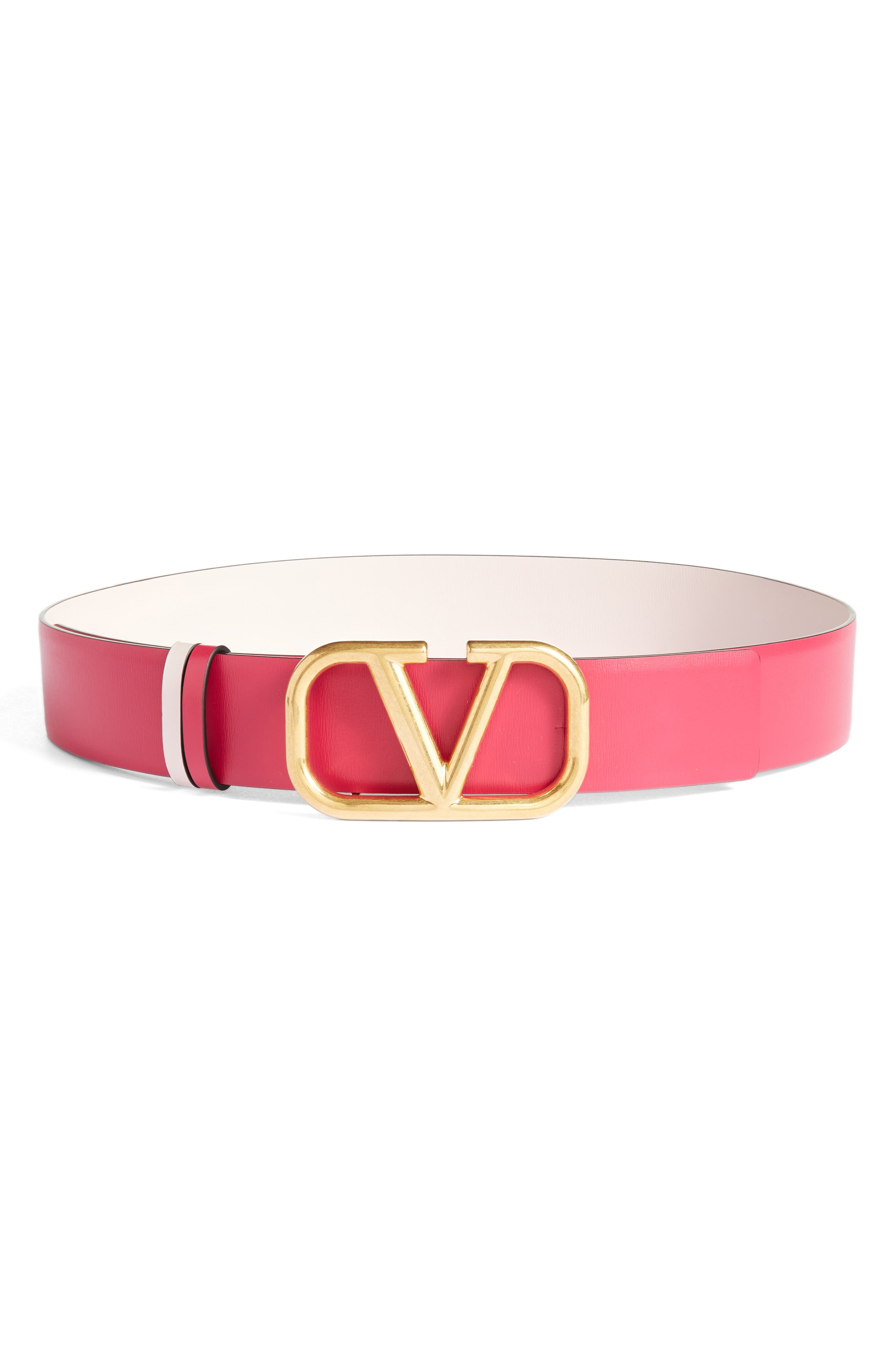 Valentino Garavani Vlogo Reversible Leather Belt - Pink