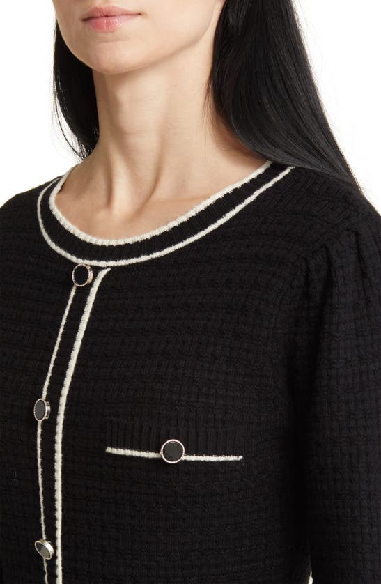 Zoe And Claire Long Sleeve Tweed Minidress In Black