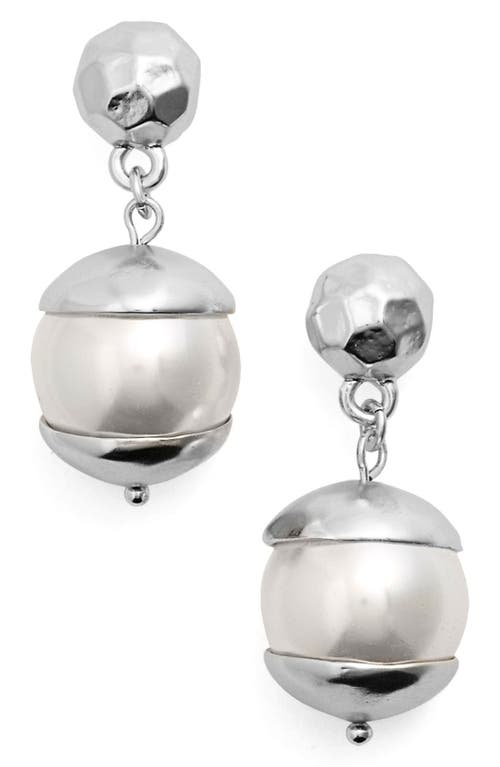 Karine Sultan Imitation Pearl Drop Earrings in Silver