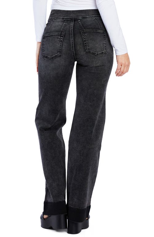 Hint Of Blu Mighty High Waist Wide Leg Jeans In Faded Black