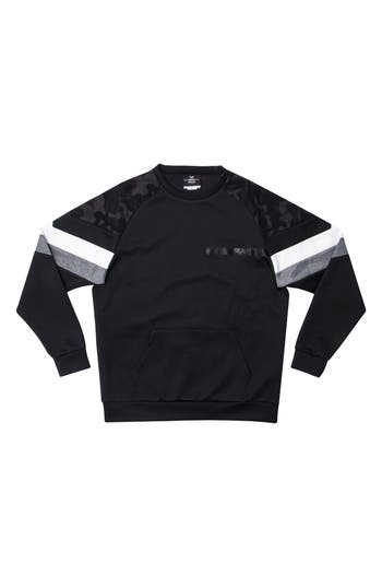 X-ray Xray Colorblock Pullover Crewneck Sweatshirt In Black/camo/heather Grey