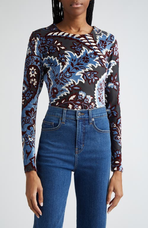 Etro Paisley Burnout Long Sleeve Top S9880 at Nordstrom, Us