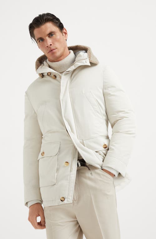 Shop Brunello Cucinelli Gabardine Down Parka In Chalk