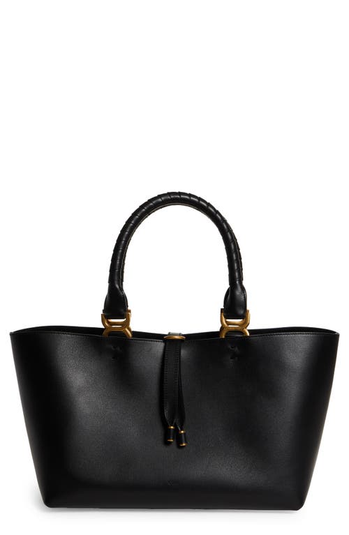 Chloé Small Marcie Grained Leather Tote in 001 Black