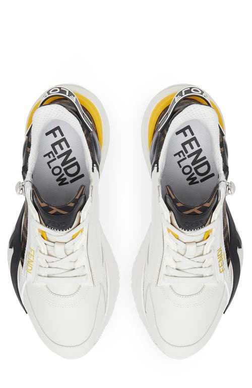 Shop Fendi Flow Logo Low Top Sneaker In White/yellow