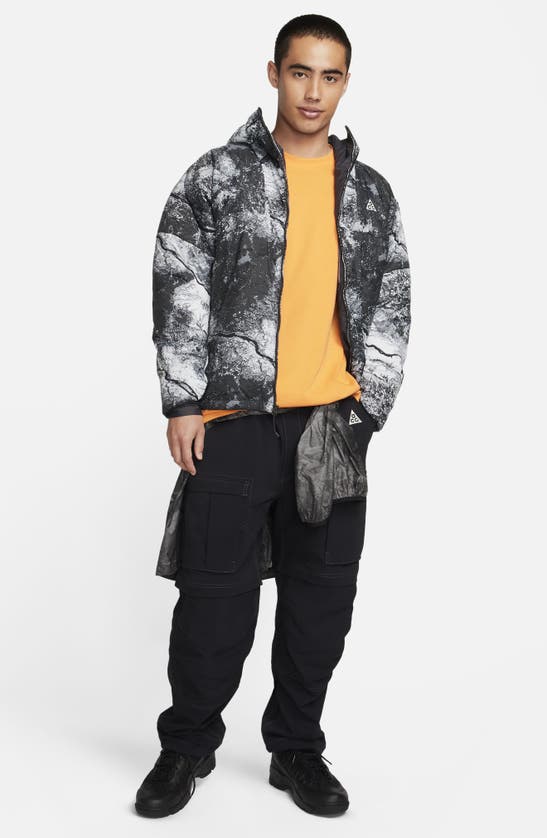 Shop Nike Acg Rope De Dope Therma-fit Adv Allover Print Jacket In Anthracite/ Summit White