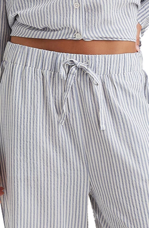 Shop Papinelle Sabine Stripe Seersucker Pajama Pants In White/french Blue