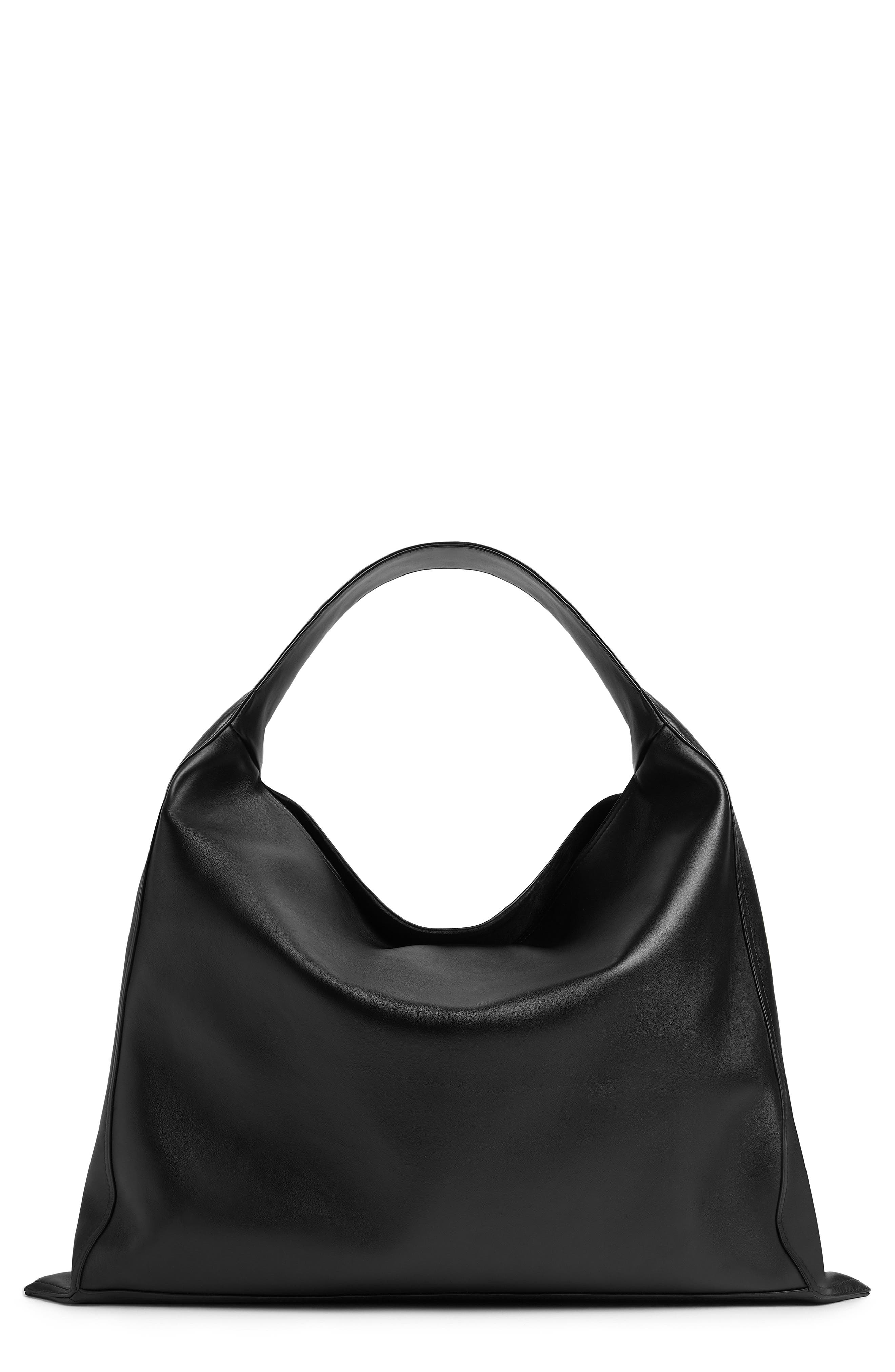 Bottega Veneta Large Leather Hop Shoulder Bag In Black