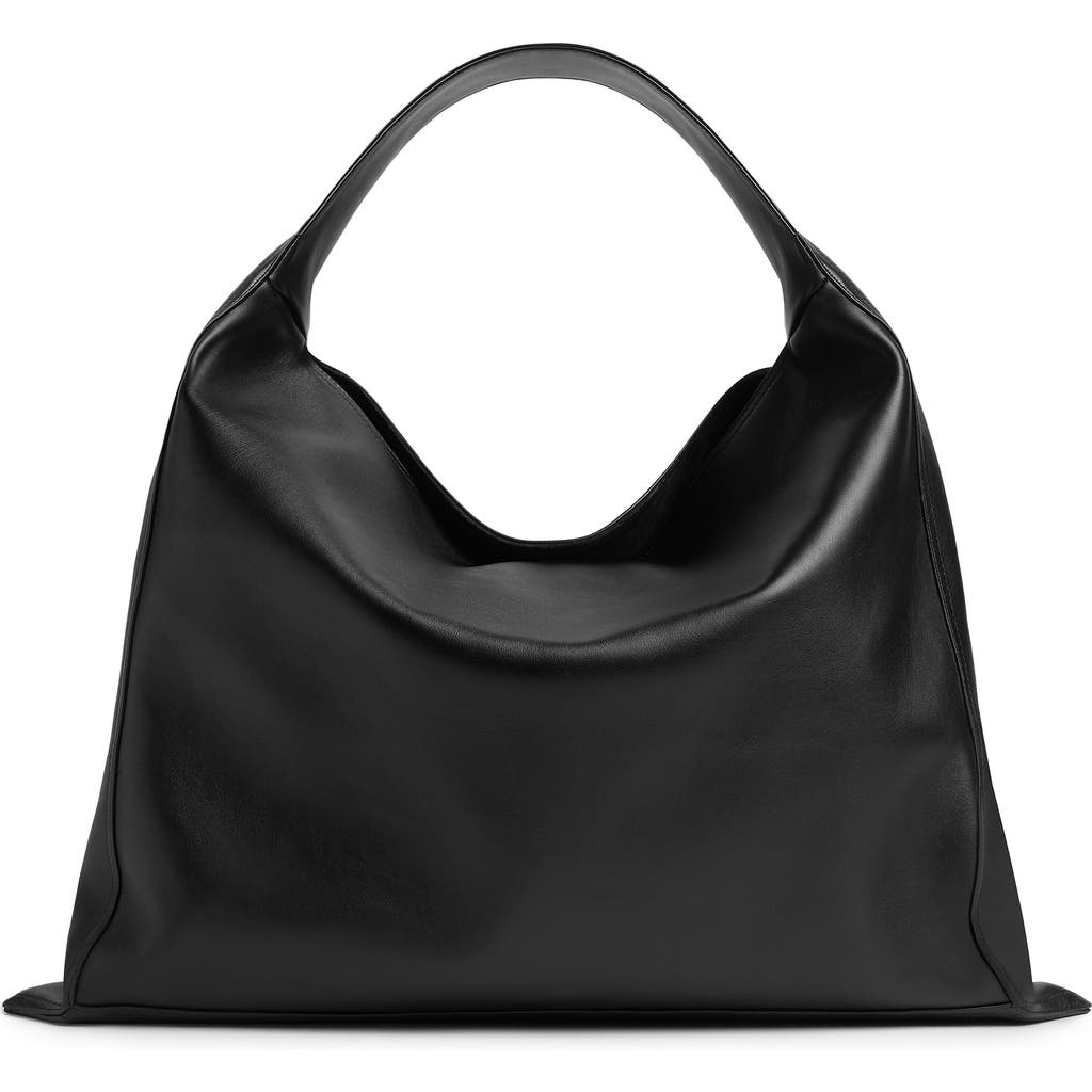 Bottega Veneta Large Leather Hop Shoulder Bag In Black