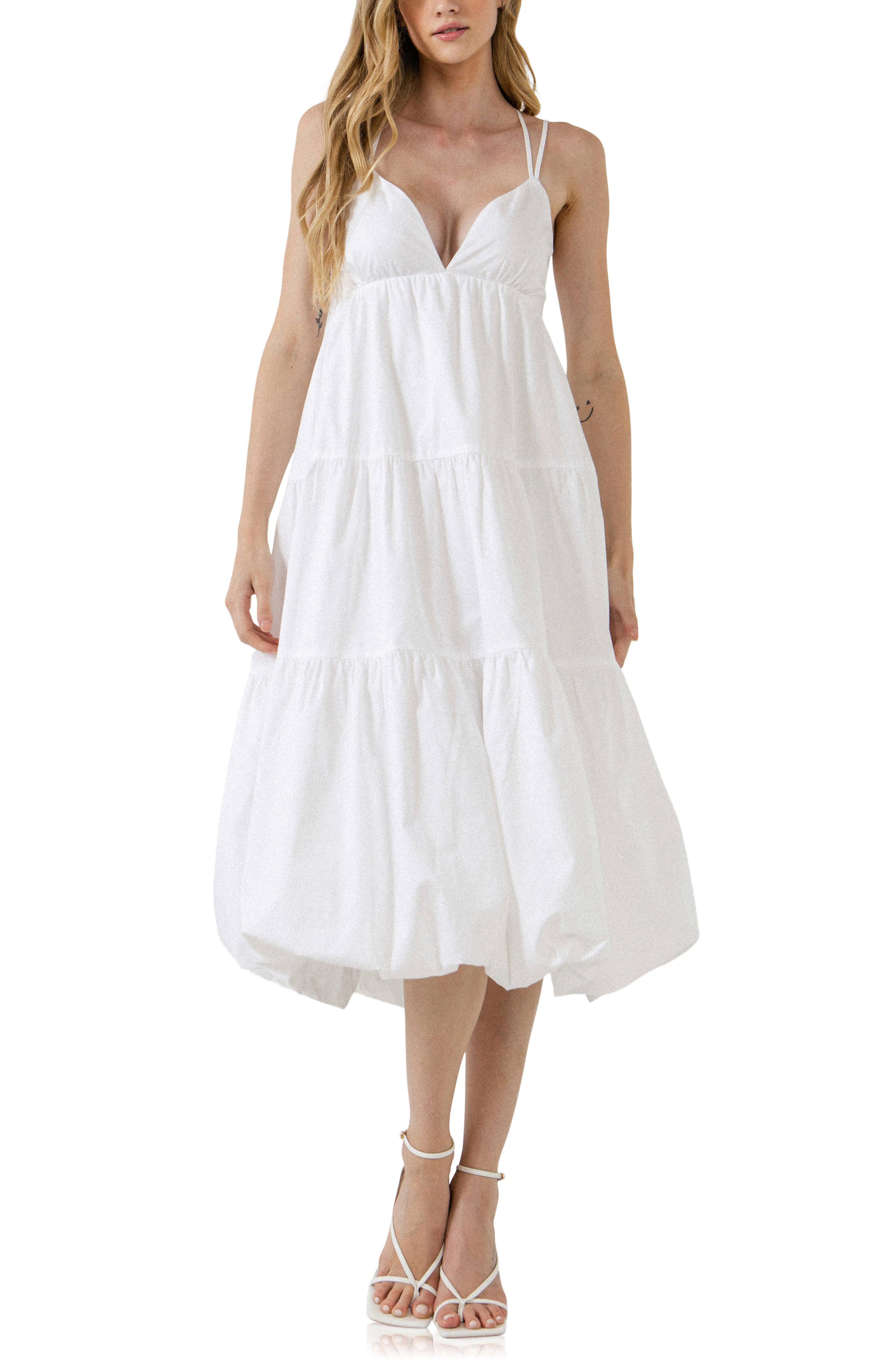 English Factory Balloon Hem Cotton Midi 