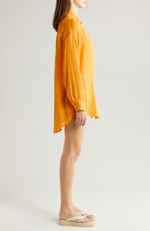 Shop Vitamin A ® Playa Oversize Linen Cover-up Shirt In Sunflower