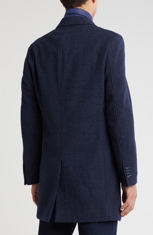 Shop English Laundry Wool Blend Plaid Coat With Bib In Blue