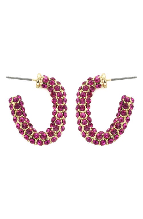 Shop Panacea Crystal Hoop Earrings In Pink