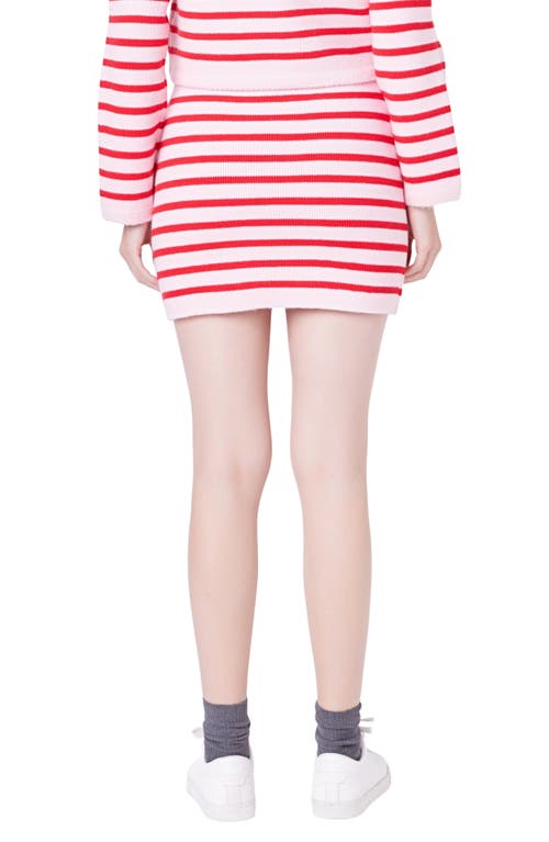 English Factory Stripe Miniskirt In Pink/red
