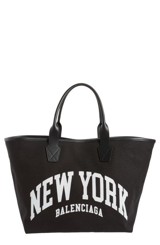 Balenciaga Large Cities New York Jumbo Tote In 9275 Nat/l Black