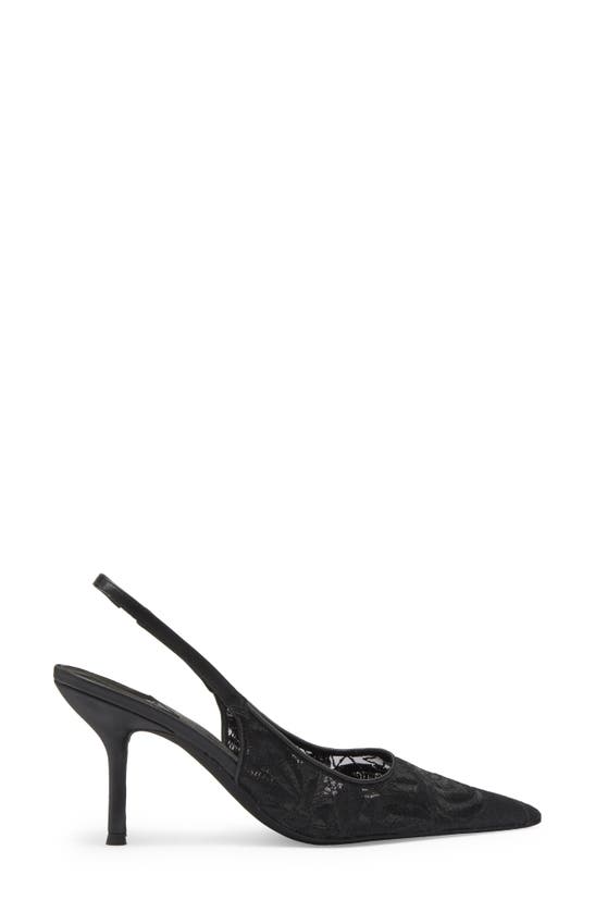 Shop Jeffrey Campbell Lofficele Embroidered Mesh Slingback Pointed Toe Pump In Black Lace