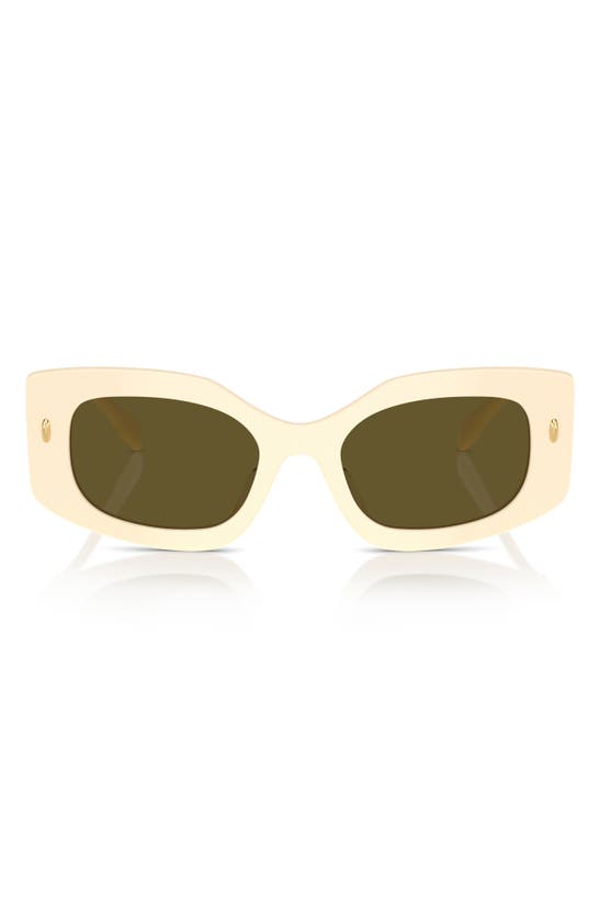 Shop Tory Burch 50mm Irregular Sunglasses In Milky Ivory